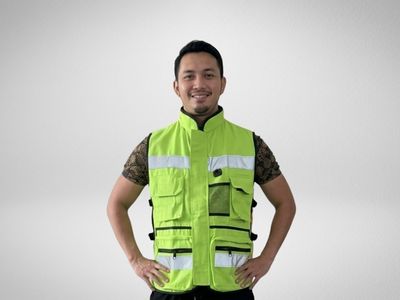 Chaleco Brigadista Neón — Múltiples Bolsillos con Cierre